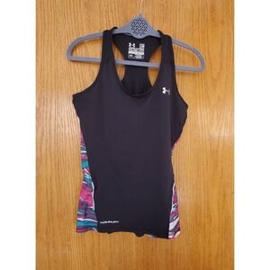 Under Armour Coldblack Heatgear Racerback Tank Top Womens Small Black Pink Teal